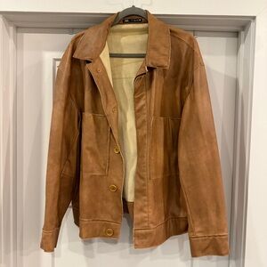 Zara Japan Men's Brown Vegan Leather Shirt Jacket